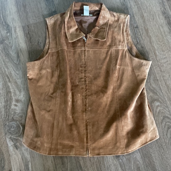 VTG 90’s Y2K Suede St. John’s Bay washable vest & maxi skirt set. 18W & 16W boho - Picture 3 of 12